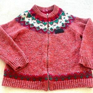 CHUU Sz Small Korean Fashion zip up Sweater Fair aisle Crocheted wool Sweater